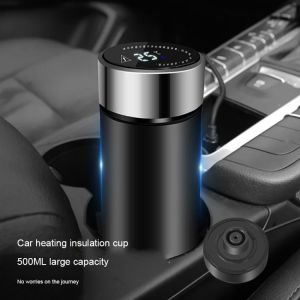 Car Heating Cup Electric Car Kettle Stainless Steel Smart Touch Digital Display Water Warmer Insulated Bottle Auto Accessories