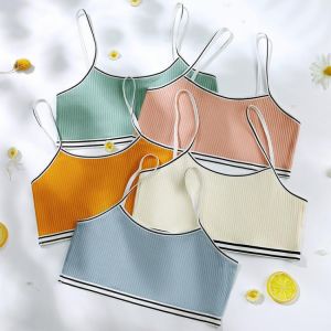 Giczi Children Teenager Tube Top Cotton Women's Sports Top Bras Breathable Comfortable Lingerie Striped Underwear Young Girl 