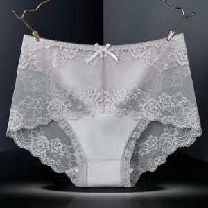 Women's Sexy Underwear Panties Mid-Waist Floral Mesh Briefs Female Lace Sensual Erotic Lingerie Cozy Breathable Underpants