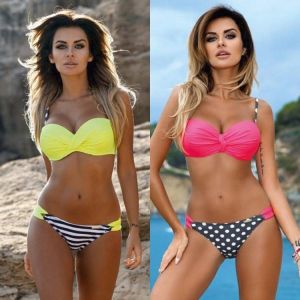 Sexy Striped Bikinis 2021 Mujer Women Swimsuit Halter Top Bathing Suit Push Up Bikini Set Swimwear Women Swimming Suit for Women