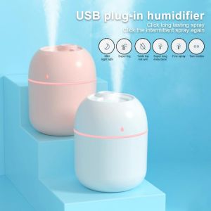 220ML Mini Car Mute Water Drop Air Humidifier Portable Usb Nano Spray Diffuser With Led Light Water Drop Humidifier Usb Plug Use