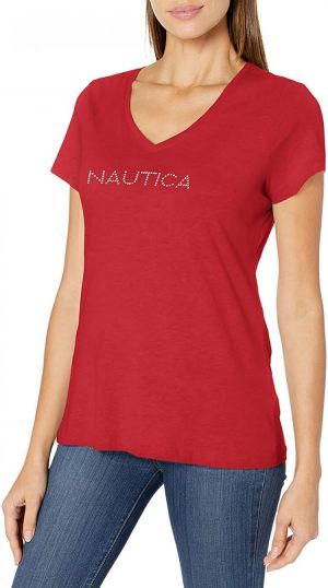Nautica Women's Easy Comfort Supersoft 100% Cotton Classic Logo T-Shirt