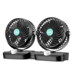 12V/24V 360 Degree All-Round Adjustable Car Air Cooling Dual Head Clip Fan Low Noise Car Auto Cooler Air Fan Car Fan Accessories