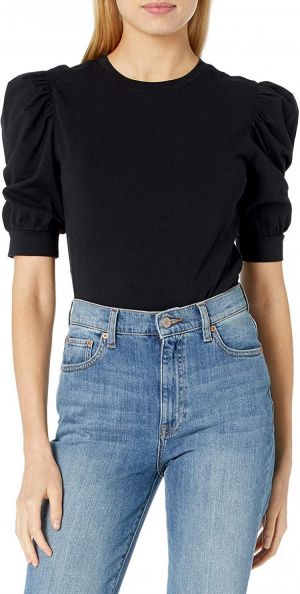 The Drop Women's Mariko Puff-Sleeve Crew-Neck Stretch Jersey T-Shirt