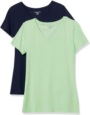 Amazon Essentials Women's 2-Pack Classic-Fit Short-Sleeve V-Neck T-Shirt
