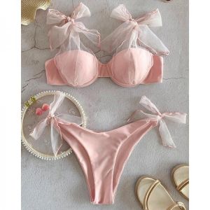 High Waist Swimwear Women Swimsuit 2021 Bikini Bandage Bikinis Set Padded Bathing Suit New Leaf Print Biquini Maillot de bain