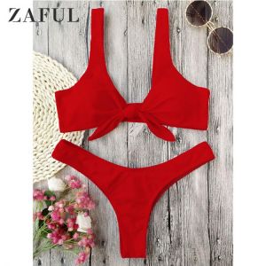 ZAFUL Women Sexy Bikini Set Knotted Padded Thong Swimsuit Wire Free 2 Piece Bathing Suit Summer Female Swimming Swimwear