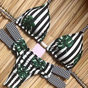 2019 Brazilian Bikini Print Swimwear String Mini Swimsuit Sexy Halter Swimsuit New Lace-up Beach wear Women Thong Micro Bikini