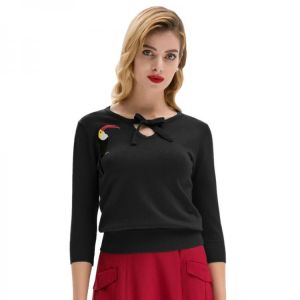 Belle Poque Women's Sweater Tops Retro 3/4 Sleeve Crew Neck Pullover Sweater Soft Comfortable Ladies Jumper New Knitwear Tops