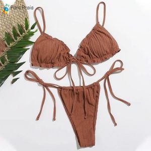 Para Praia Sexy Bikini 2021 Brazilian Swimsuit Women Bandage Swimwear Thong Bikini Set High Cut Bathing Suit Female Beachwear