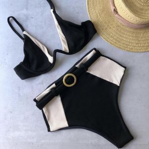 Beach sandy beach high quality Bikini Swimsuit Women Flower Printed High Cut V Wired Bikini Swimwear High waist Beachwear