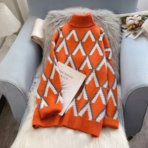 Fashion Turtleneck Winter Clothes Women Sweater Y2k Korean Fashion Pullover Oversized Long Sleeve Knitted Lady Sweaters