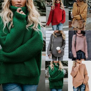 Autumn And Winter Thick Line Long-Sleeved Turtleneck Pullover Sweater Warm Turtlenecks Casual Loose Oversized Lady Sweaters