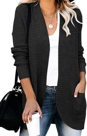 ZESICA Women's Long Sleeve Open Front Casual Lightweight Soft Knit Cardigan Sweater Outerwear