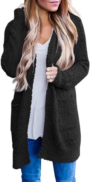 MEROKEETY Women's Long Sleeve Soft Chunky Knit Sweater Open Front Cardigan Outwear Coat