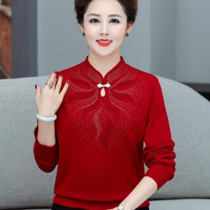 2021 New Middle-aged Women's Spring  Autumn Sweaters Pullovers Plus Size 5XL Thickened Warm winter Sweater Coat Mother Tops A