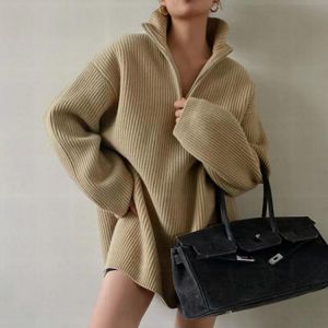 Winter Clothes Women Oversize Long Sleeve Pullover Clothing 2021 Street Style Full Turleneck Knit Y2K Zipper Women's Sweater
