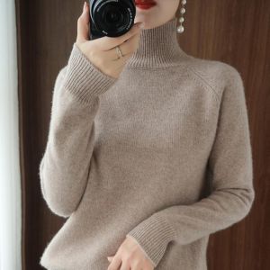 Korean Simple Turtleneck Long Sleeve Sweate 2021  Autumn New Arrivals Soft Warm Women Tops Casual Bottoming Knitted Pullover
