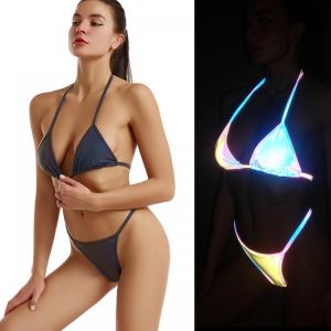 2021 Sexy Bikinis Women Swimsuits Mujer Tanga Reflective Party Thong Bathing Swiming Suit Push Up Two Piece Swimwear Beach Dress