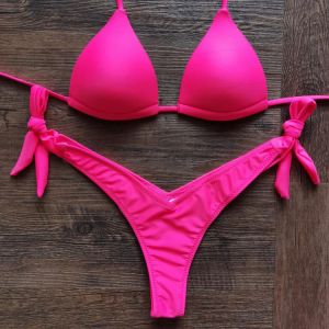 VIKINII new Rose Red Biquinis Female Swimsuits 2021 Sexy Push Up Swimwear Women Bikinis Halter Beachwear Bathers Bathing Suits