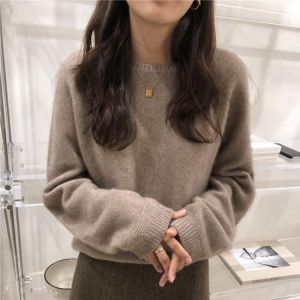 Ailaile Women Knit Sweater Long Sleeve Loose Wool Pullover Round O Neck Outer Autumn Winter Thick All Match Basic Tops