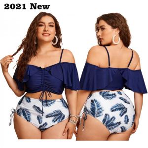 Push Up Bikinis Set  Women Plus Size Swimsuit High Waist Swimwear Larges Big Plussize Bathing Swimming Beachwear Suits 2021 New
