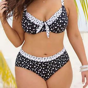 4XL Plus Size Women's Swimsuit Dot Print Beachwear Push Up Bikini Set 2021 High Waist Separate Swimwear Femme Sexy Swimming S