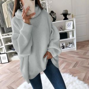 Women's Sweater Turtleneck Pullover Fashion Solid Knitted Sweater Knitwear Top Autumn Winter Loose Jumper Oversized Pullovers