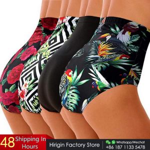 Hirigin High Waist Bikini Shorts Plus Size Women Swimwear Pants Flower Sexy Bathing Suit 2019 New Women Swimming Bikini Bottoms