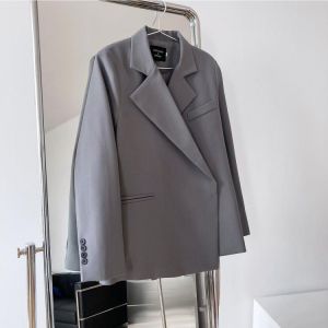 Mooirue Spring Elegant Women Blazer Long Sleeve Hidden Button Korea Suit Top Fashion Blue Black Khaki Blazers