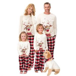 Family Matching Outfits Clothing Christmas Pajamas Set Xmas Adult Kids Cute Party Nightwear Pyjamas Cartoon Deer Sleepwear Suit