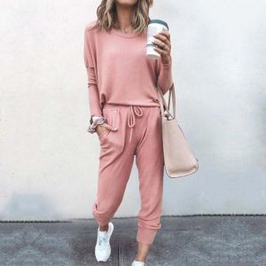 Winter Two Piece Set Women Plus Size Long Sleeve Black Solid T Shirt + Pant Suits Set Casual Women Tracksuit Vetement Femme 2021