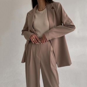 Holiwind Women's Pants Suit Office Blazer Solid Jacket Elegant Coat Female Slim Outfit With Belt High Waist Trousers Chic OL
