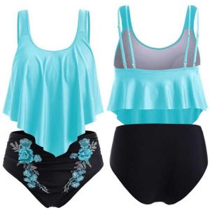 Plus Size Bikini Women Swimwear Sexy Ruffle Bikini Set Floral Print Push Up Tankini Swimsuit Summer Boho Bathing Suit Biquini