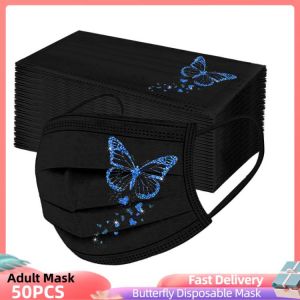 10/50pc Mascarillas Adult's Butterfly Printed Mask Disposable Protective Face Masks Masque Маска На Рот Mascarilla 