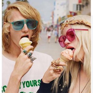 Retro Double Bridges Women Square Sunglasses Fashion Gradient Eyewear Trending  Leopard Blue Unisex Sun Glasses Men Shades