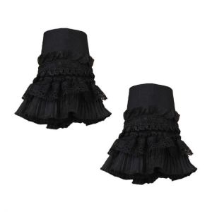 Gothic Retro Black Detachable Sleeve Fake Cuffs Multi Layer Ruffles Lace Patchwork Lolita Princess Sweater Decorative Wristband