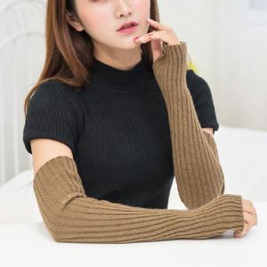 Winter Women Arm Warmers Knitted Woolen Arm Sleeve Fine Long Knitted Fingerless Gloves Sweet Warm Riding Soft Female Gloves