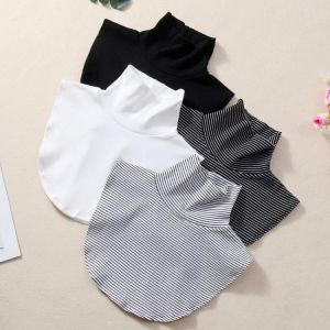 2021 Ladies Turtleneck Ribbed Knitted False Fake Collar Autumn Winter Windproof Dickey Solid Color Detachable Scarf Wrap