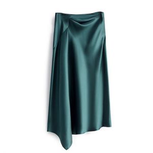 Korean England Office Lady Simple Solid Satin Elegant Summer Midi Skirt Women Faldas Mujer Moda Long Skirts Women Plus size