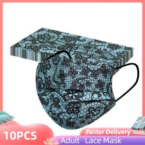 10/100pcs Adult Fashion Lace Disposable Protection Three Layer Breathable Face Mask Mascarillas Adultos Desechables Masque