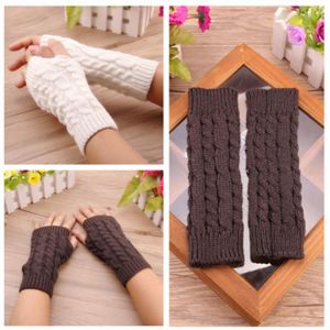 Women Wool Mitten Warm Fingerless Gloves Hand Warmer sleeves arms Winter Women Arm Crochet Knitting Faux Gloves Gants Femme