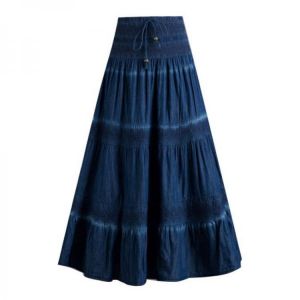 Casual Jeans Skirts Women's Denim Maxi Skirt Elastic High Waist Party Solid 2021 Long Summer Skirt Pleated Jupes Femininas