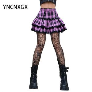 Sexy Contrast Pleated Skirt Plaid Miniskirt JK Women's Clothing Skirt