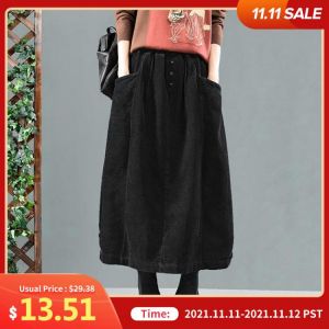 Women's Spring Corduroy Skirts 2021 ZANZEA Fashion Casual Sundress Elastic Waist Maxi Vestidos Female Robe Faldas Saia Oversi