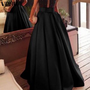 VONDA Autumn A-line Skirt 2021 Ladies Long Maxi Skirts Faldas De Mujer Loose High Waist Elegant Skirt Oversize Streetwears