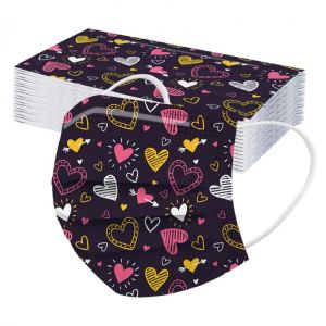 10-50PC Adult Mouth Mask Valentine's Day Print Disposable Meltblown Non-woven Face Mask 3 Layers Ply Filter Protective Face M