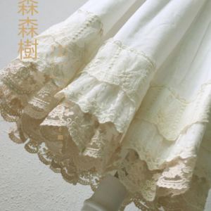 Jpanese Mori Girl Multi Layer Lace Skirt Women White Fairy Lace Embroidery Pleated Hollow Princess Underskirt Kawaii Skirt A285