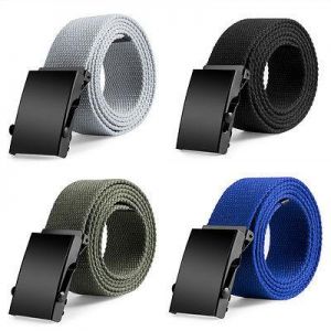 2019 New Waist Belts Men Womens Unisex Cotton Canvas Fabric Webbing Black Buckle Belt Army Accessories