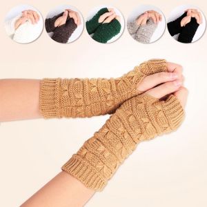 Mitten Gloves Winter Warm Fingerless Knitted Gloves For Women Knitted Stretch Half Finger Arm Glove Crochet Knitting Faux gift